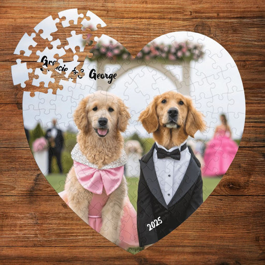 Personalized Jigsaw Puzzle: Heart (118pc) with Your Dog's Photo, Name & Year_Doggo Mojo_Puzzles_1
