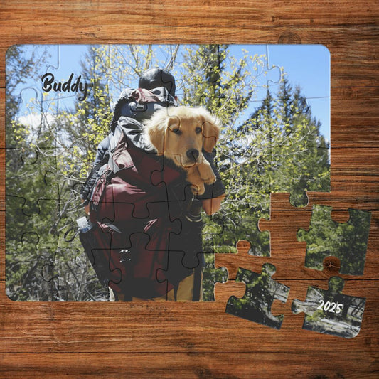 Personalized Jigsaw Puzzle: Rectangle (30 - 500pc) with Your Dog's Photo, Name & Year_Doggo Mojo_Puzzles_1