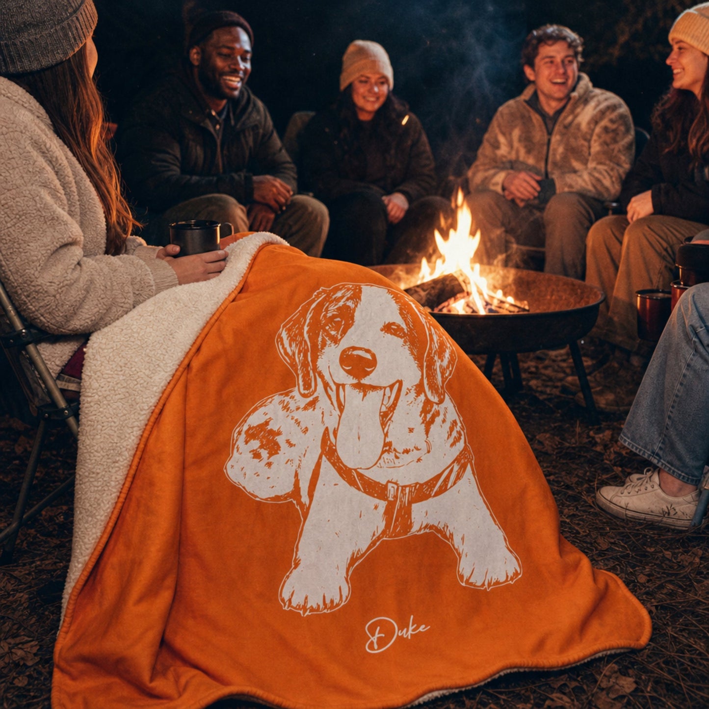 Personalized Knoxville Dog Sherpa Blanket | Modern Sketch Photo Upload_Doggo Mojo_Sherpa Blankets_1