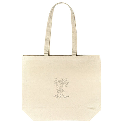 Personalized Large Tote Bag: Minimal Line Art with Your Dog's Photo & Name_Doggo Mojo_Tote Bags_4