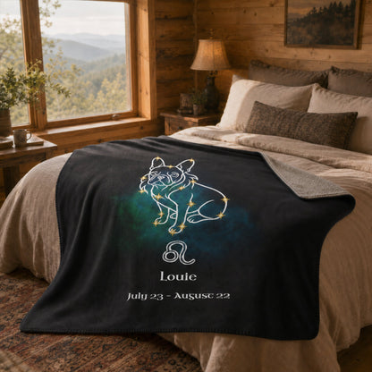 Personalized Leo Dog Sherpa Blanket | Modern Sketch Photo Upload_Doggo Mojo_Blankets_2