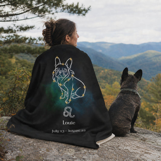 Personalized Leo Dog Sherpa Blanket | Modern Sketch Photo Upload_Doggo Mojo_Blankets_1