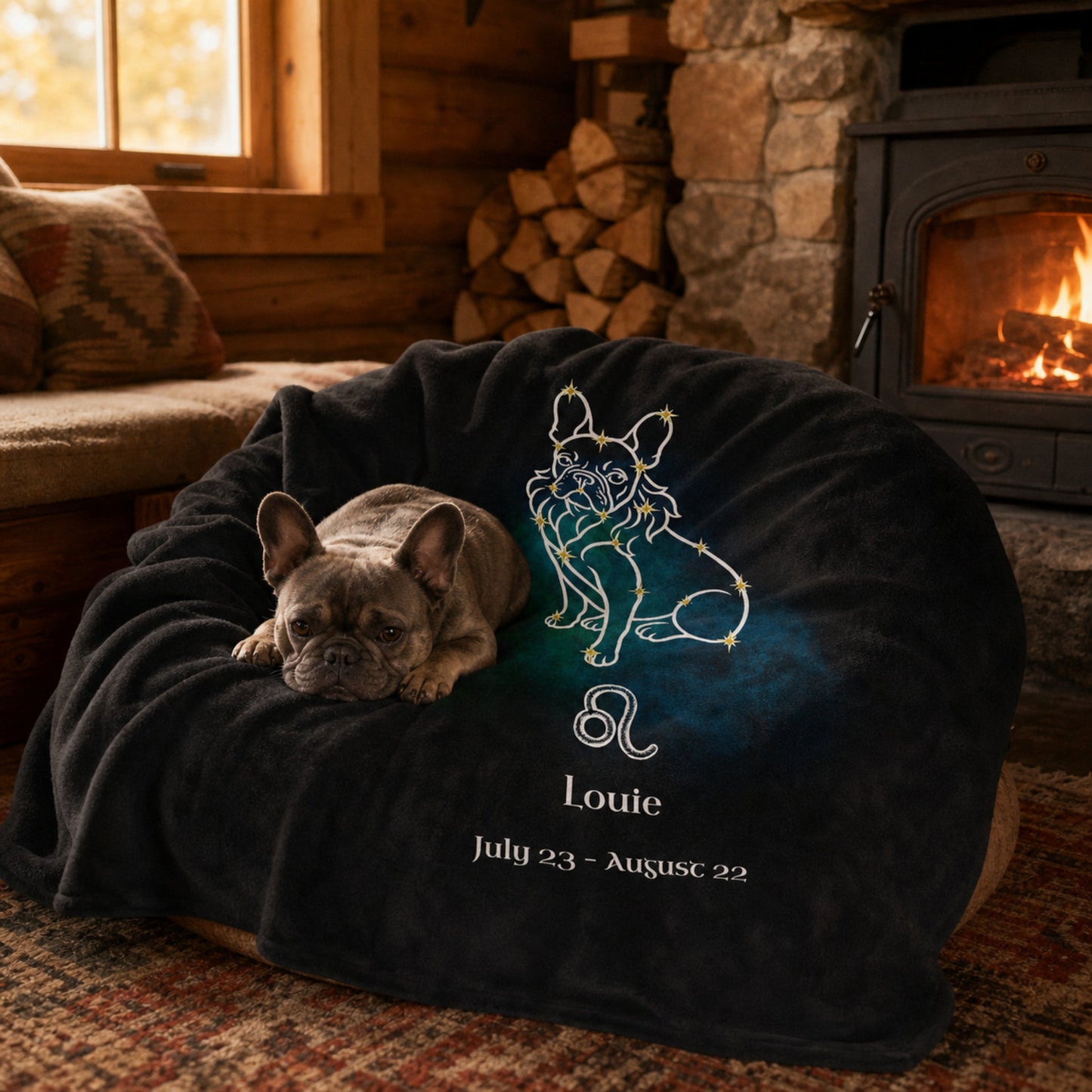 Personalized Leo Dog Velveteen Blanket | Modern Sketch Photo Upload_Doggo Mojo_Blankets_3