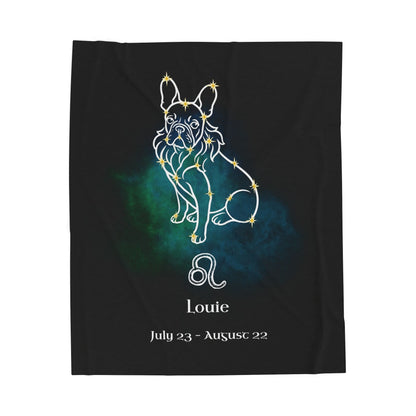 Personalized Leo Dog Velveteen Blanket | Modern Sketch Photo Upload_Doggo Mojo_Blankets_9
