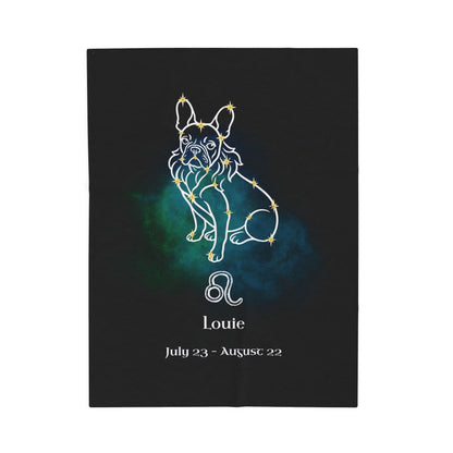 Personalized Leo Dog Velveteen Blanket | Modern Sketch Photo Upload_Doggo Mojo_Blankets_8
