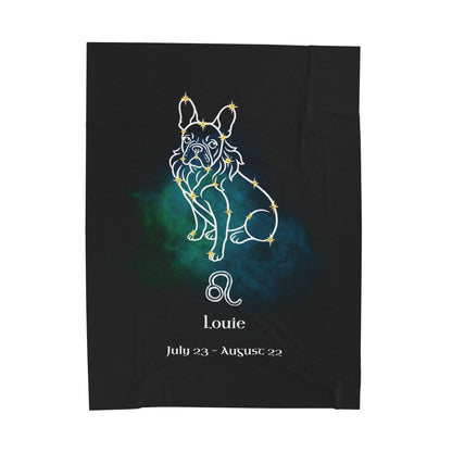 Personalized Leo Dog Velveteen Blanket | Modern Sketch Photo Upload_Doggo Mojo_Blankets_10