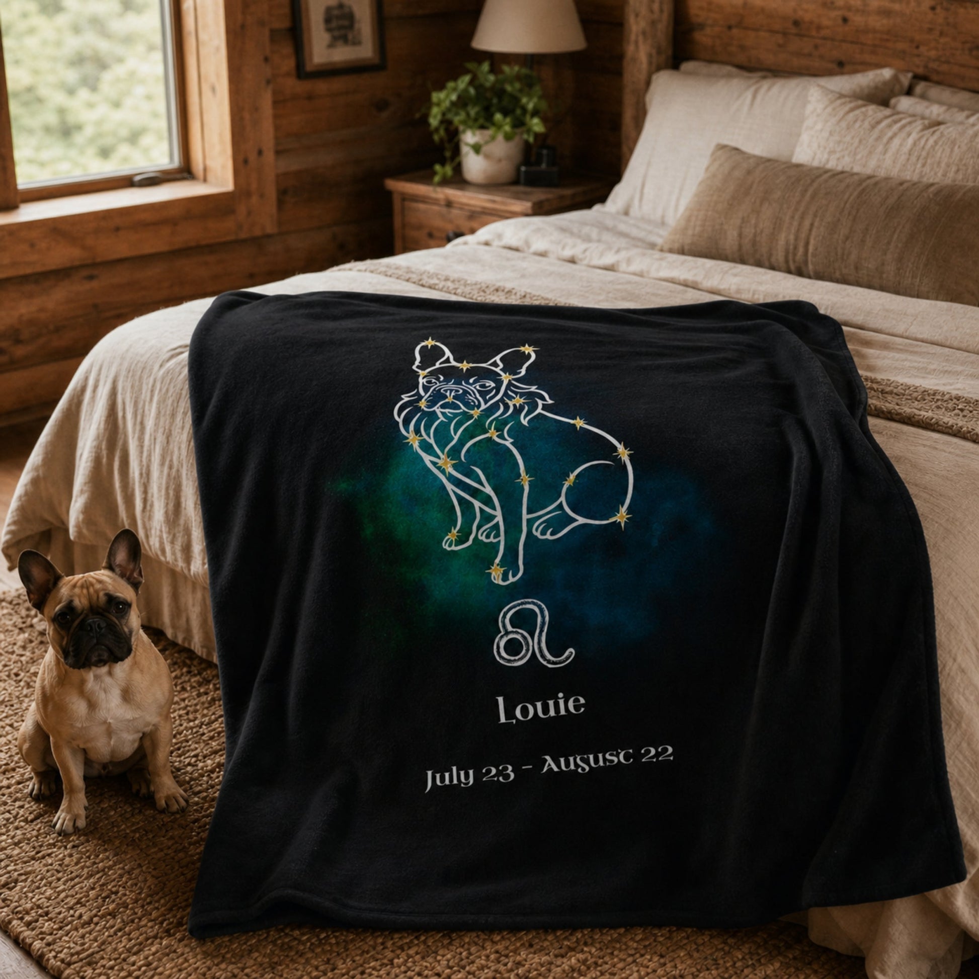 Personalized Leo Dog Velveteen Blanket | Modern Sketch Photo Upload_Doggo Mojo_Blankets_4