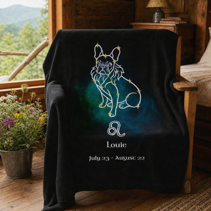 Personalized Leo Dog Velveteen Blanket | Modern Sketch Photo Upload_Doggo Mojo_Blankets_1