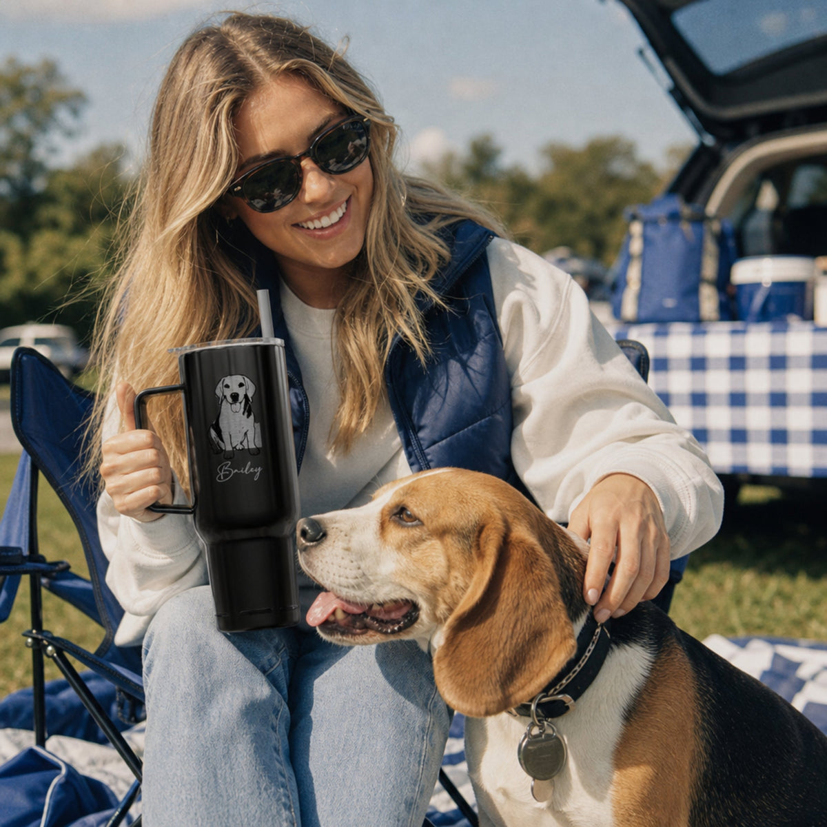 Personalized Lexington Dog 40oz Recycled Travel Tumbler | Modern Sketch Custom Engraved_Doggo Mojo_Travel Tumbler_4