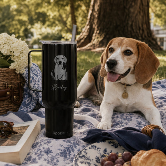 Personalized Lexington Dog 40oz Recycled Travel Tumbler | Modern Sketch Custom Engraved_Doggo Mojo_Travel Tumbler_1