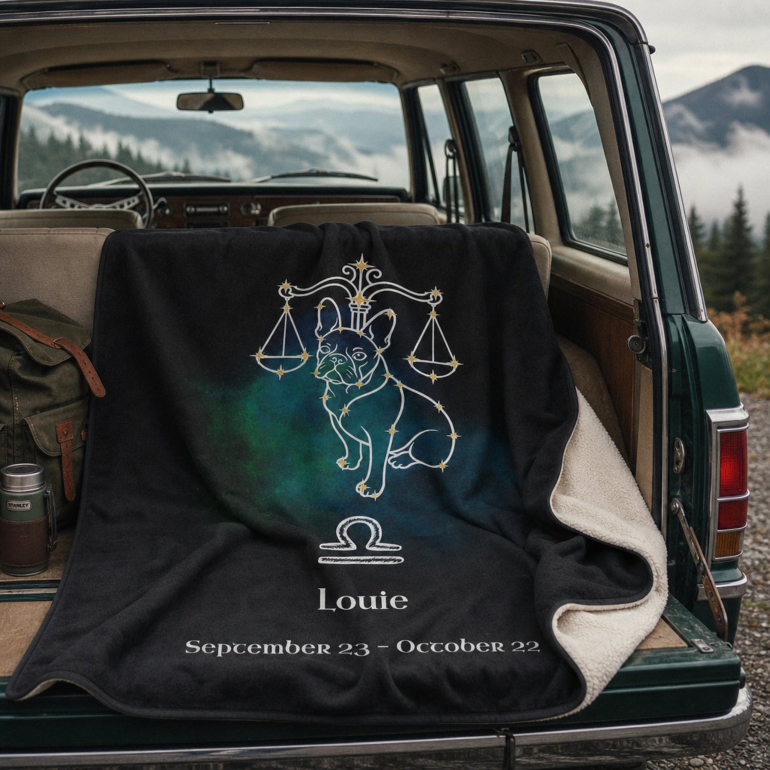 Personalized Libra Dog Sherpa Blanket | Modern Sketch Photo Upload_Doggo Mojo_Sherpa Blankets_1