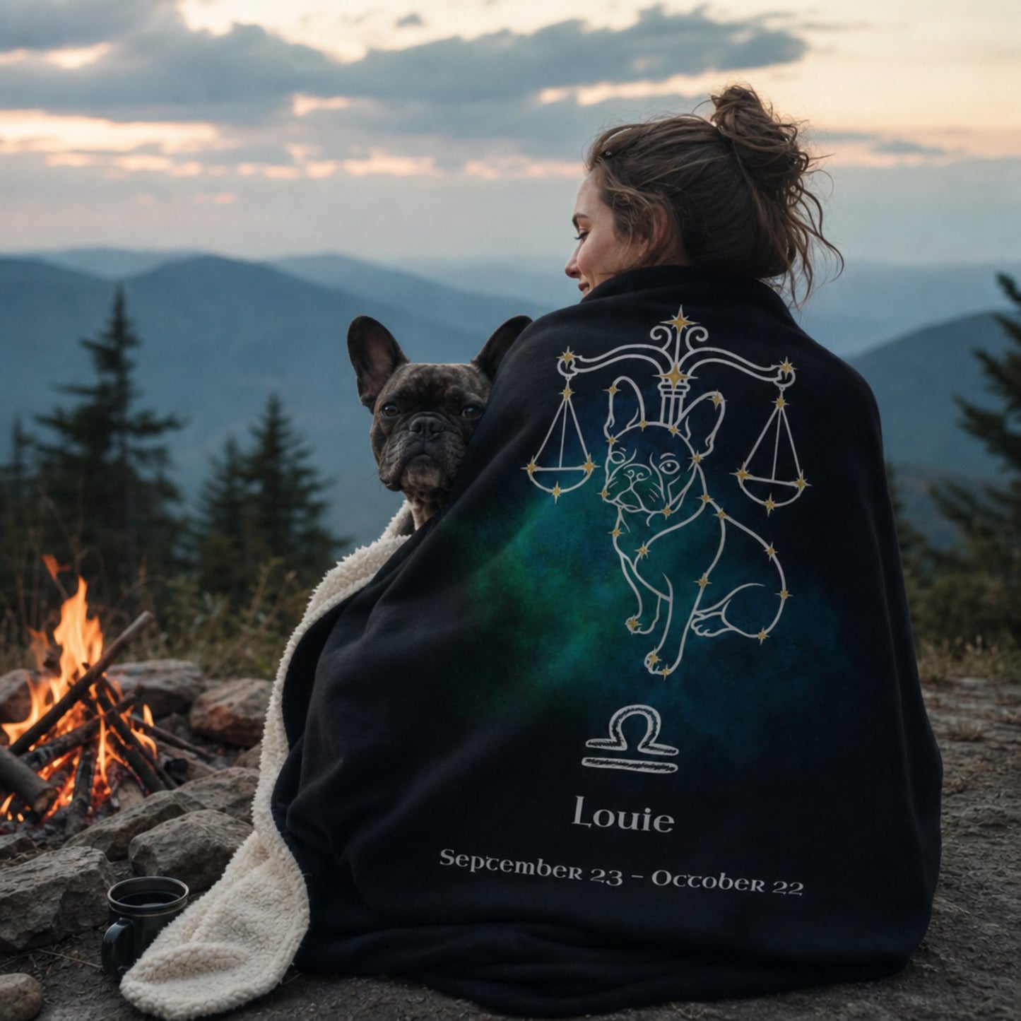 Personalized Libra Dog Sherpa Blanket | Modern Sketch Photo Upload_Doggo Mojo_Sherpa Blankets_2