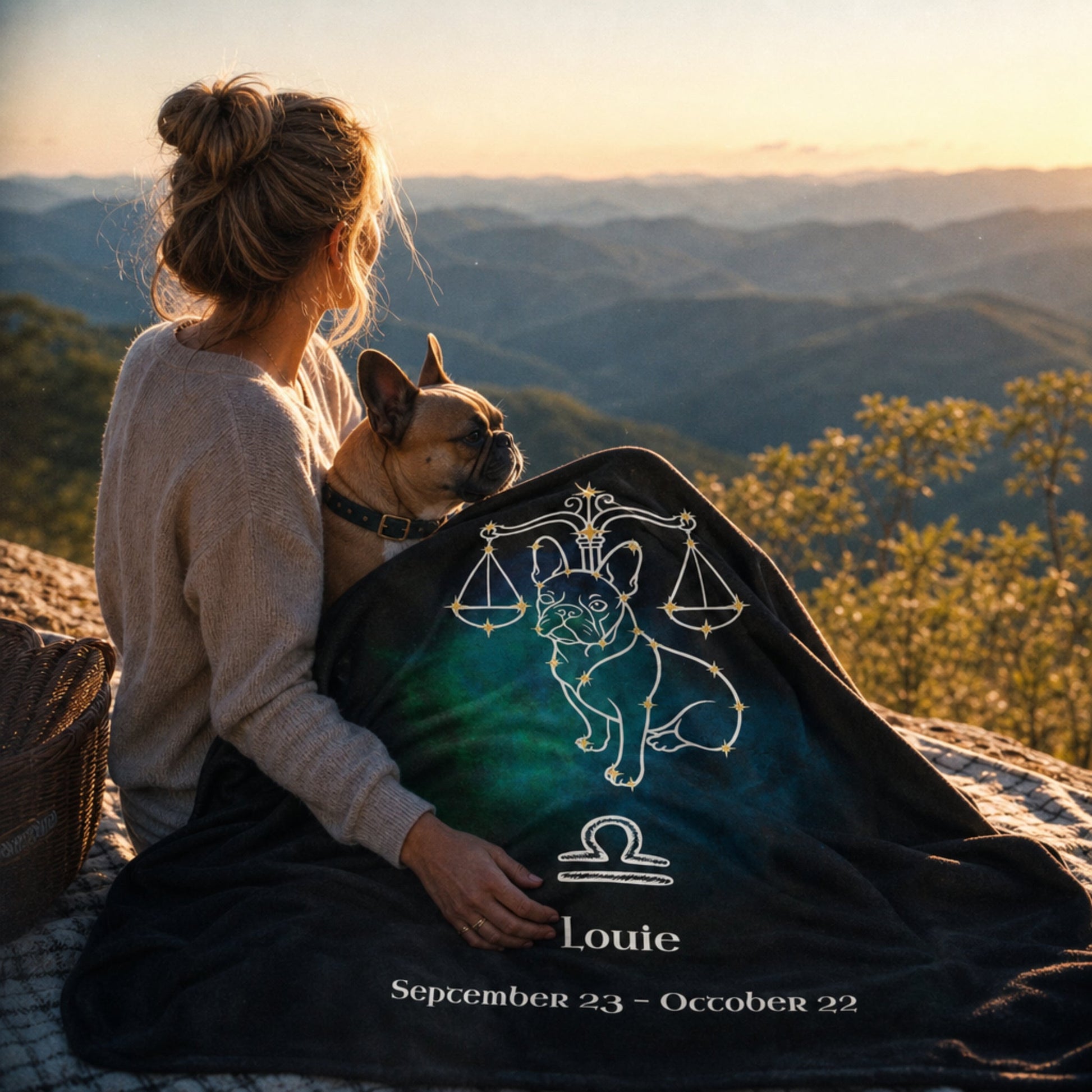 Personalized Libra Dog Velveteen Blanket | Modern Sketch Photo Upload_Doggo Mojo_Velveteen Blankets_2