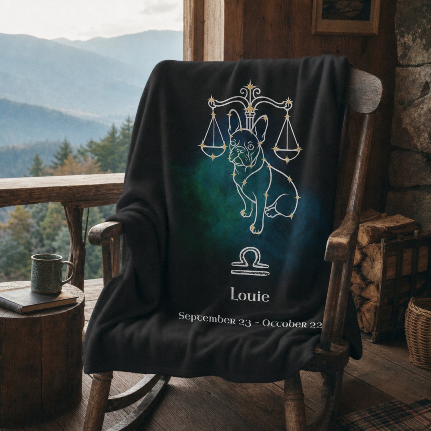 Personalized Libra Dog Velveteen Blanket | Modern Sketch Photo Upload_Doggo Mojo_Velveteen Blankets_5
