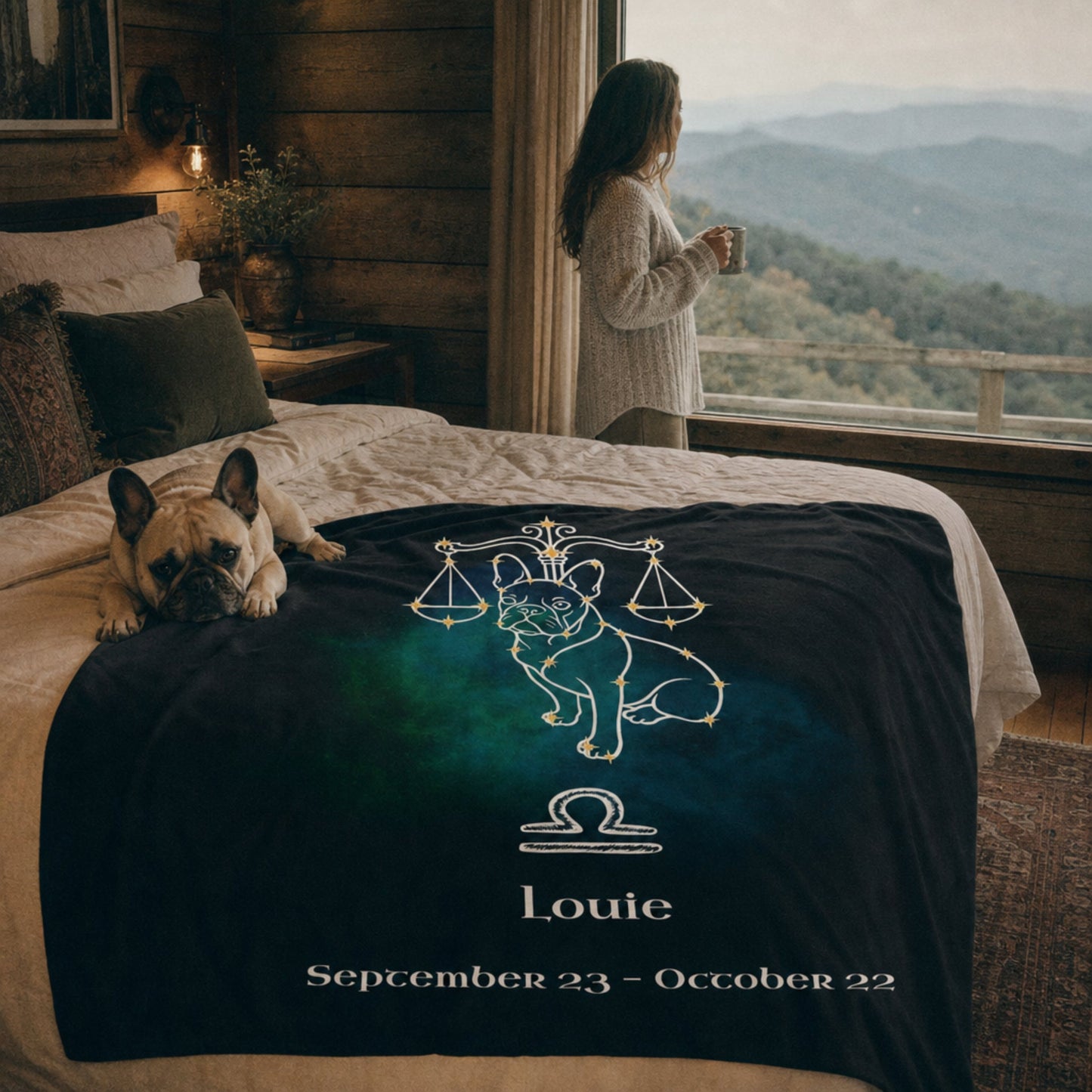 Personalized Libra Dog Velveteen Blanket | Modern Sketch Photo Upload_Doggo Mojo_Velveteen Blankets_4