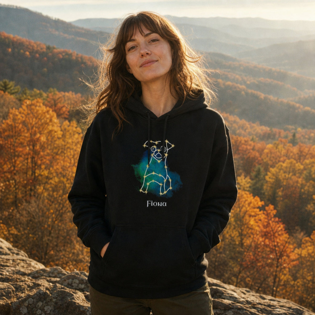 Personalized Mystic Dog Hoodie | Celestial Line Art Fleece_Doggo Mojo_Hoodie_3