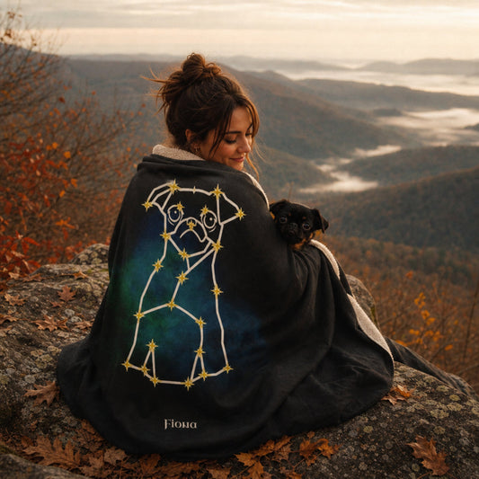 Personalized Mystic Dog Sherpa Blanket | Modern Sketch Photo Upload_Doggo Mojo_Sherpa Blankets_1