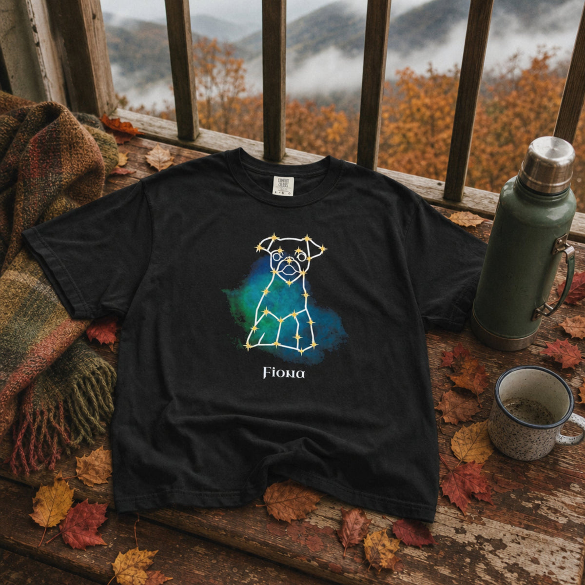 Personalized Mystic Dog T-Shirt | Celestial Line Art Comfort Colors Tee_Doggo Mojo_T-shirts_4