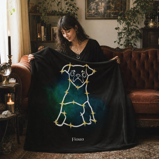 Personalized Mystic Dog Velveteen Blanket | Modern Sketch Photo Upload_Doggo Mojo_Velveteen Blankets_1