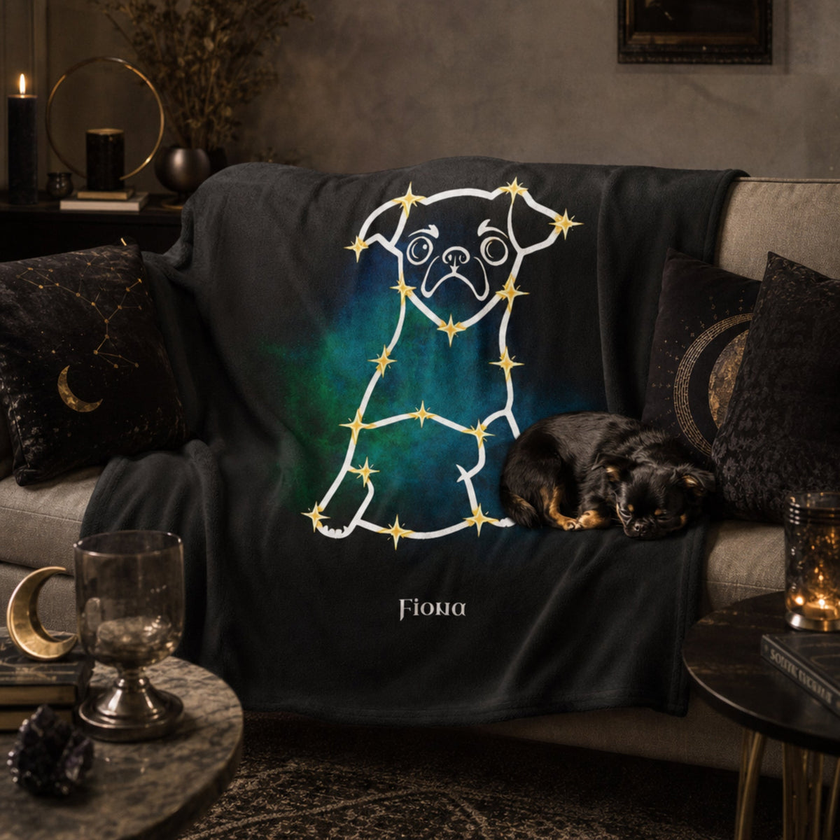 Personalized Mystic Dog Velveteen Blanket | Modern Sketch Photo Upload_Doggo Mojo_Velveteen Blankets_4