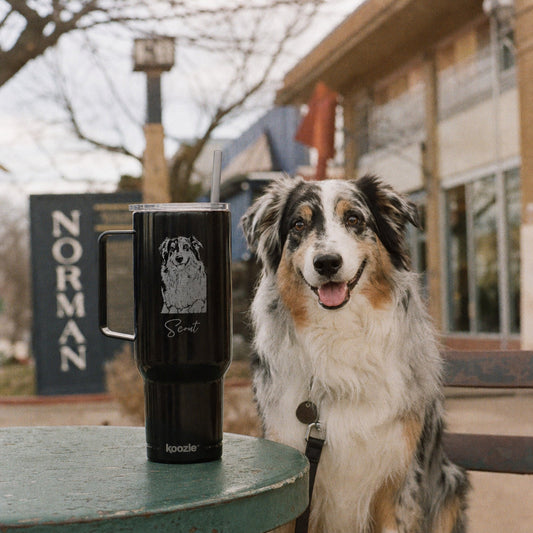 Personalized Norman Dog 40oz Recycled Travel Tumbler | Modern Sketch Custom Engraved_Doggo Mojo_Travel Tumbler_1