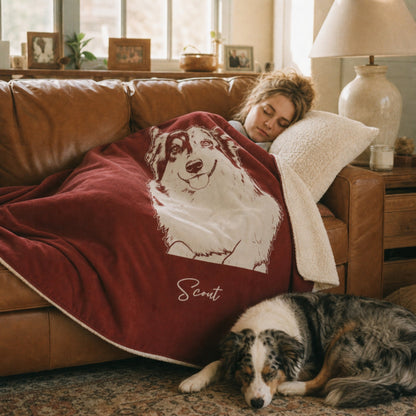 Personalized Norman Dog Sherpa Blanket | Modern Sketch Photo Upload_Doggo Mojo_Sherpa Blankets_2