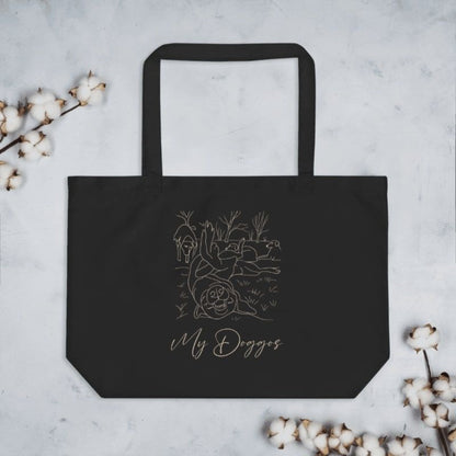 Personalized Organic Cotton Gusseted Tote Bag | Minimal Line Art with Your Dog's Photo & Name_Doggo Mojo_Tote Bags_4