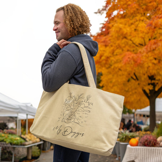 Personalized Organic Cotton Gusseted Tote Bag | Minimal Line Art with Your Dog's Photo & Name_Doggo Mojo_Tote Bags_1