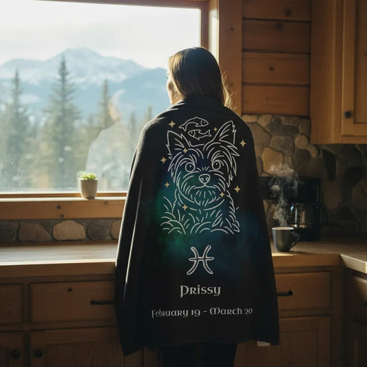 Personalized Pisces Dog Sherpa Blanket | Modern Sketch Photo Upload_Doggo Mojo_Blankets_1