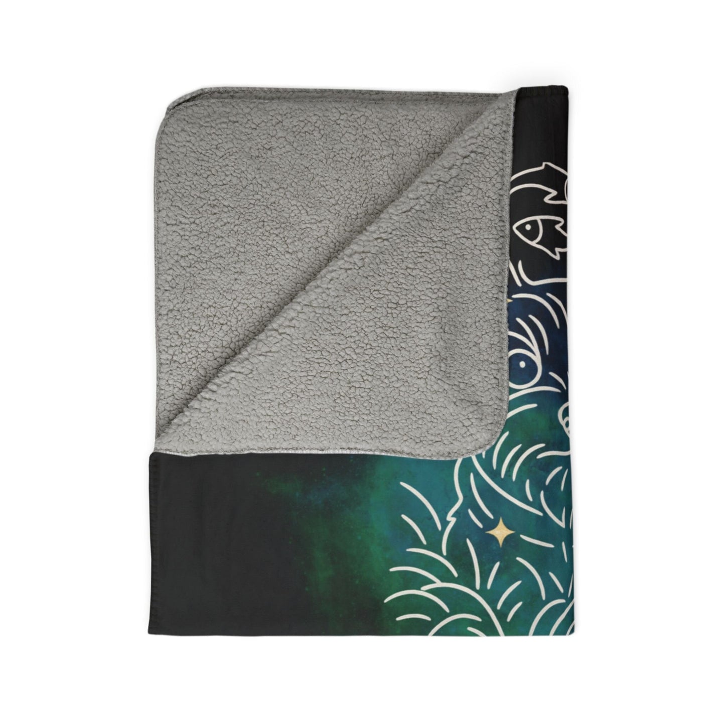 Personalized Pisces Dog Sherpa Blanket | Modern Sketch Photo Upload_Doggo Mojo_Blankets_9