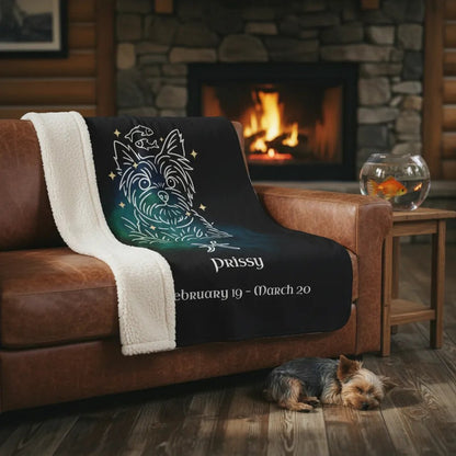Personalized Pisces Dog Sherpa Blanket | Modern Sketch Photo Upload_Doggo Mojo_Blankets_2