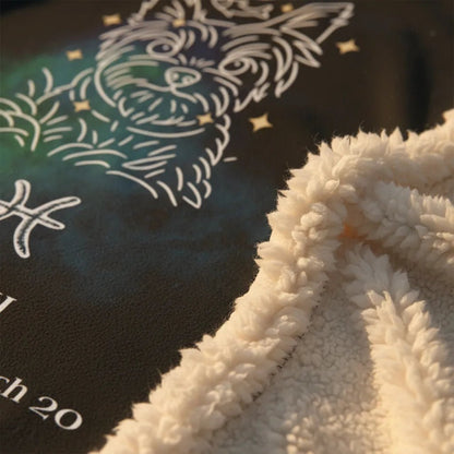 Personalized Pisces Dog Sherpa Blanket | Modern Sketch Photo Upload_Doggo Mojo_Blankets_5
