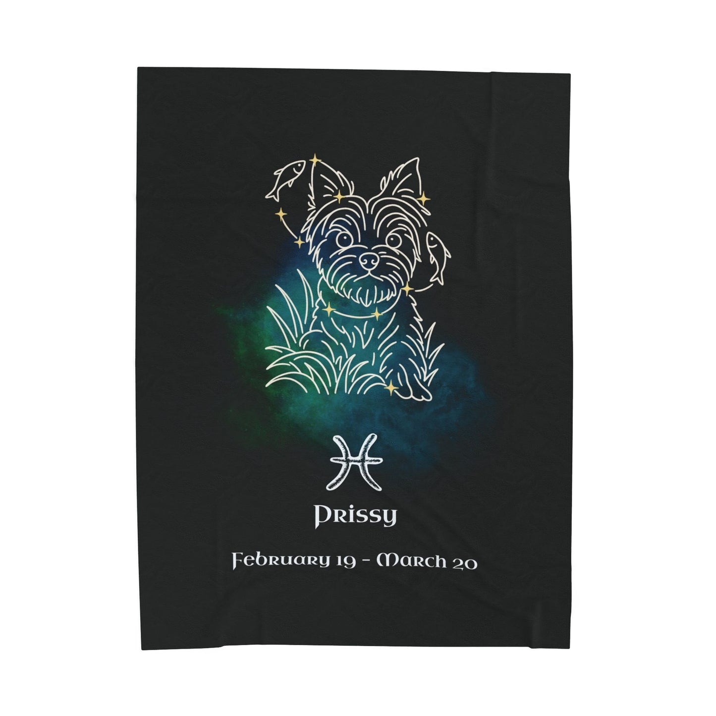 Personalized Pisces Dog Velveteen Blanket | Modern Sketch Photo Upload_Doggo Mojo_Blankets_10