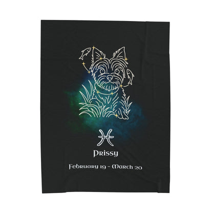 Personalized Pisces Dog Velveteen Blanket | Modern Sketch Photo Upload_Doggo Mojo_Blankets_10