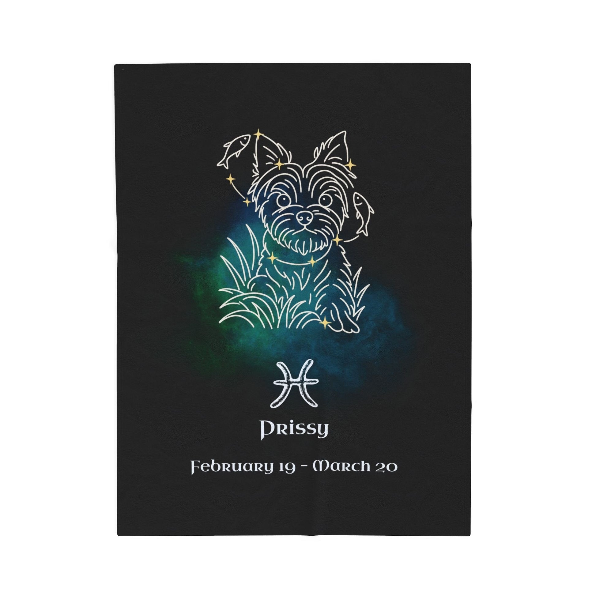Personalized Pisces Dog Velveteen Blanket | Modern Sketch Photo Upload_Doggo Mojo_Blankets_8