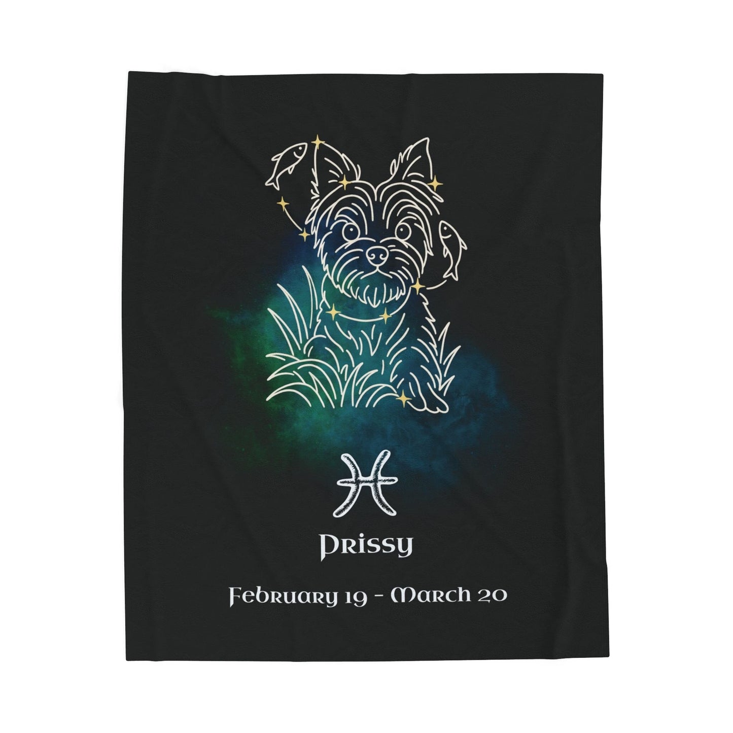 Personalized Pisces Dog Velveteen Blanket | Modern Sketch Photo Upload_Doggo Mojo_Blankets_9