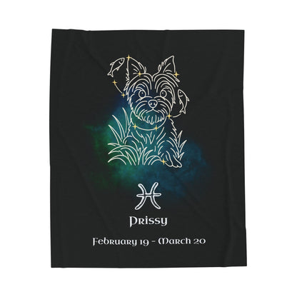 Personalized Pisces Dog Velveteen Blanket | Modern Sketch Photo Upload_Doggo Mojo_Blankets_9