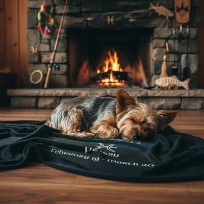 Personalized Pisces Dog Velveteen Blanket | Modern Sketch Photo Upload_Doggo Mojo_Blankets_4