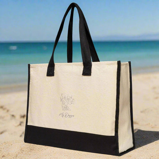 Personalized Premium Tote Bag: Minimal Line Art with Your Dog's Photo & Name_Doggo Mojo_Tote Bags_1