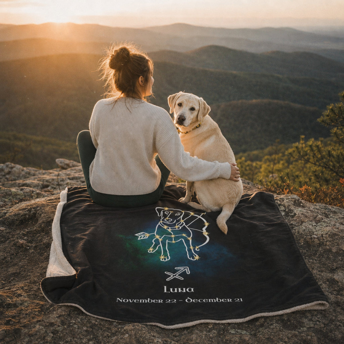 Personalized Sagittarius Dog Sherpa Blanket | Modern Sketch Photo Upload_Doggo Mojo_Sherpa Blankets_1