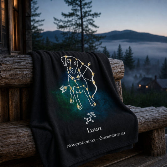 Personalized Sagittarius Dog Velveteen Blanket | Modern Sketch Photo Upload_Doggo Mojo_Velveteen Blankets_2