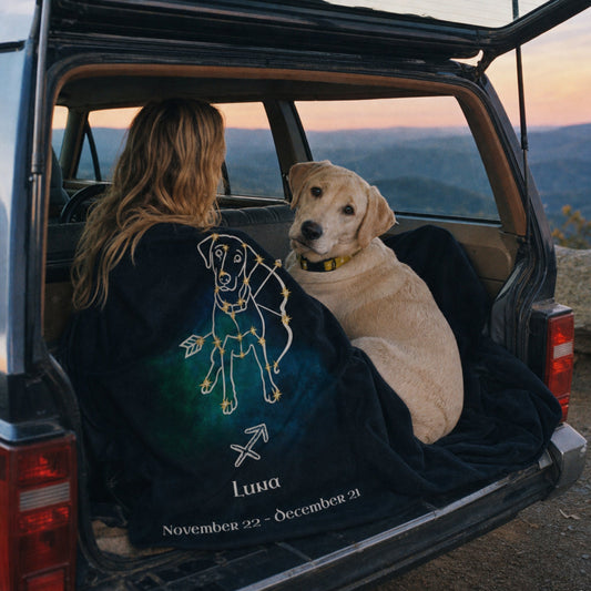 Personalized Sagittarius Dog Velveteen Blanket | Modern Sketch Photo Upload_Doggo Mojo_Velveteen Blankets_1