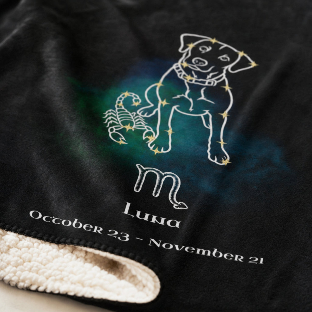 Personalized Scorpio Dog Sherpa Blanket | Modern Sketch Photo Upload_Doggo Mojo_Sherpa Blankets_3