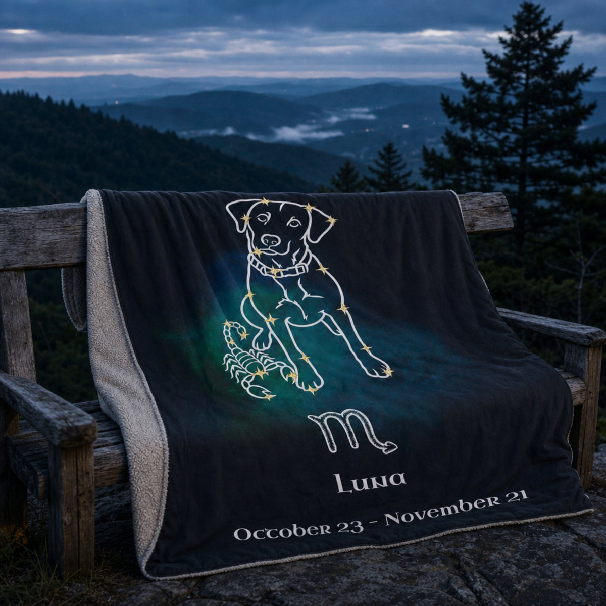 Personalized Scorpio Dog Sherpa Blanket | Modern Sketch Photo Upload_Doggo Mojo_Sherpa Blankets_5