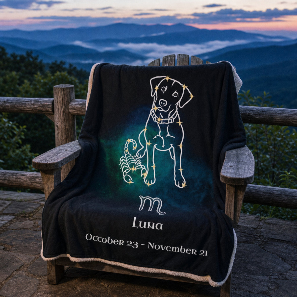 Personalized Scorpio Dog Sherpa Blanket | Modern Sketch Photo Upload_Doggo Mojo_Sherpa Blankets_4