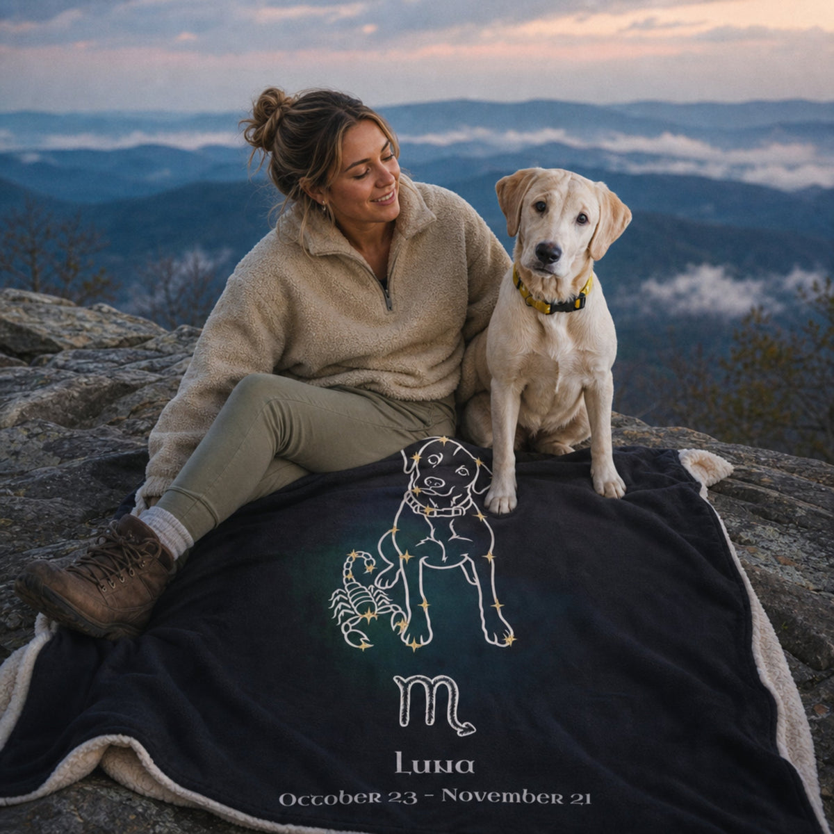 Personalized Scorpio Dog Sherpa Blanket | Modern Sketch Photo Upload_Doggo Mojo_Sherpa Blankets_1