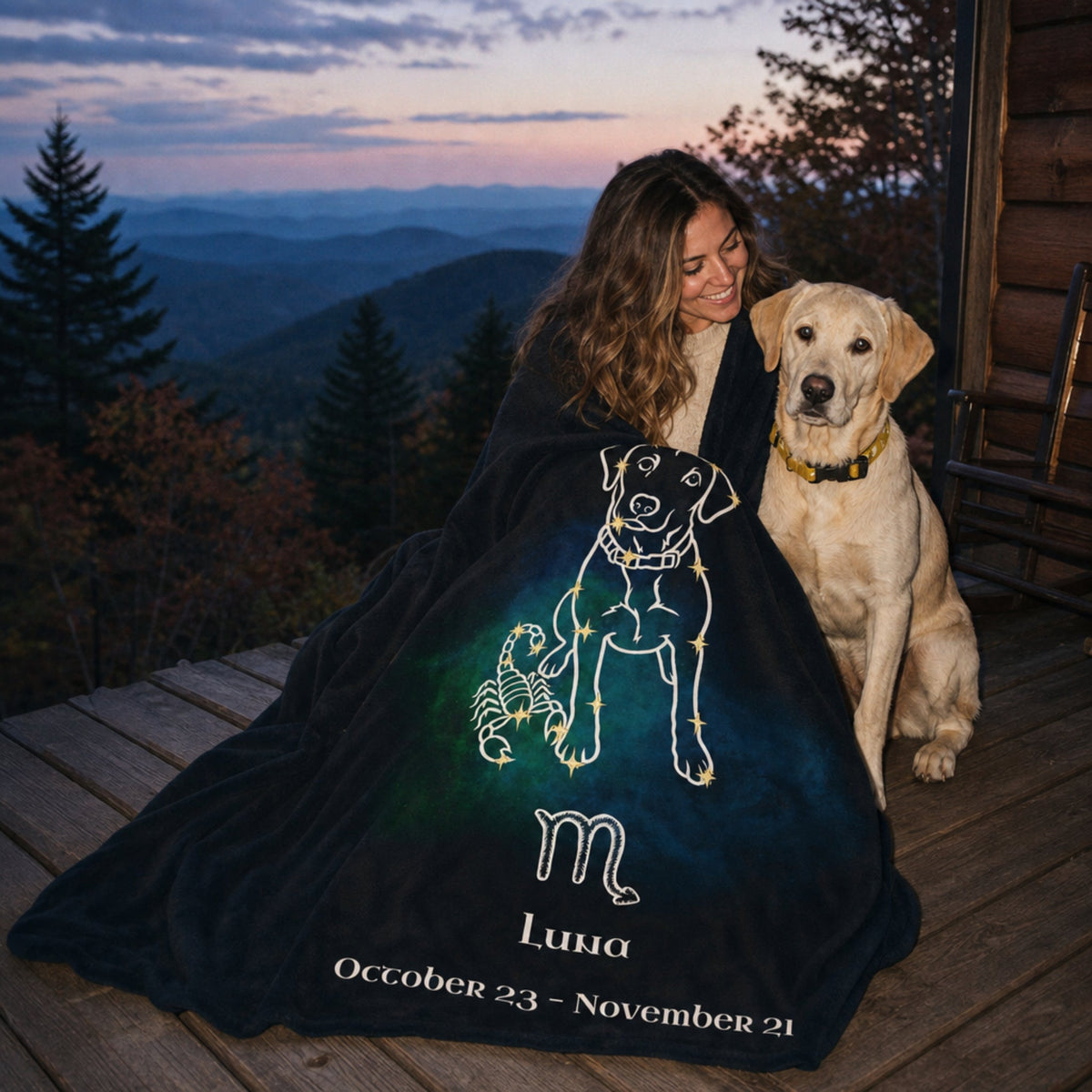 Personalized Scorpio Dog Velveteen Blanket | Modern Sketch Photo Upload_Doggo Mojo_Velveteen Blankets_4