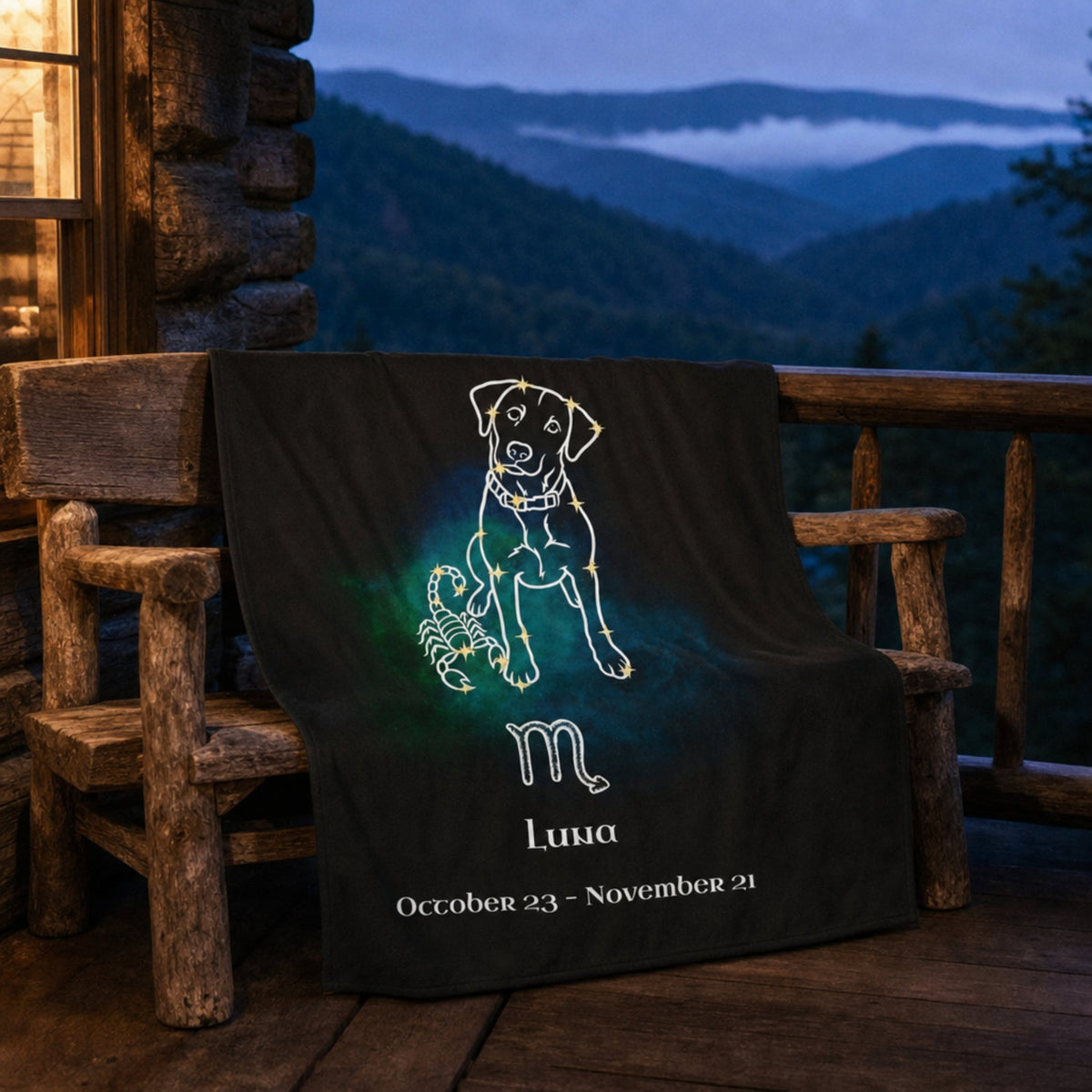Personalized Scorpio Dog Velveteen Blanket | Modern Sketch Photo Upload_Doggo Mojo_Velveteen Blankets_5