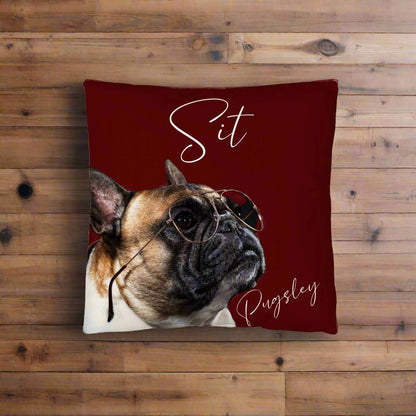 Personalized "Sit" Dog Throw Pillow with Dog Photo_Doggo Mojo_Throw Pillows_14" x 14"__3