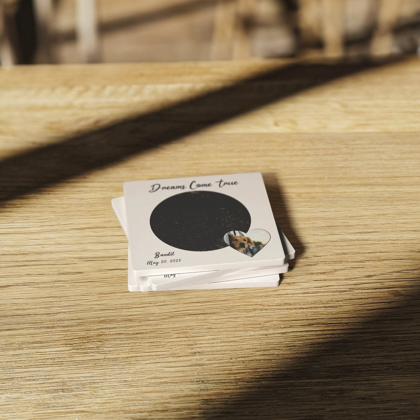 Personalized Square Stone Coasters: Gotcha Day Dreams with Your Dog's Photo & Name_Doggo Mojo_Square Coasters_2